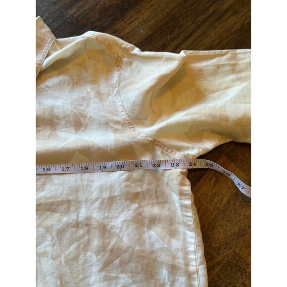 Liz Claiborne Lizwear Jeans Linen Blend floral Tan 3/4 Sleeve Top Size Large - Picture 6 of 7